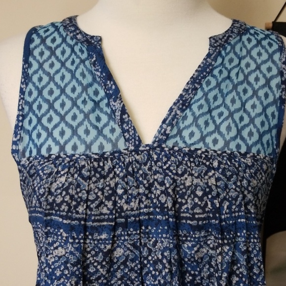 Ecote Sleeveless Boho V Neck Tunic or Mini Dress - Picture 2 of 6